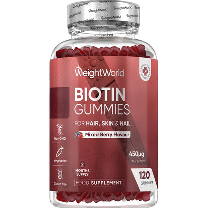 biotin-gummies-for-hair-skin-and-nails-450mcg-pl-front