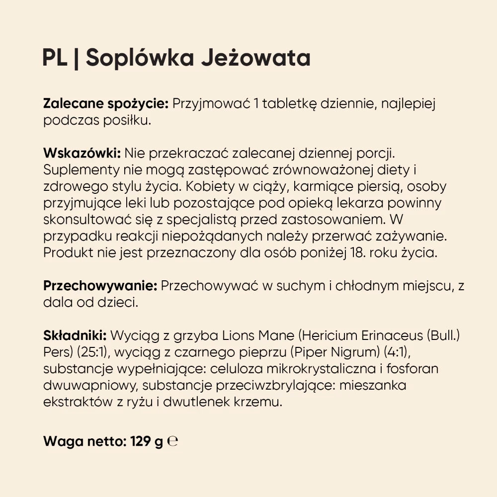 Jak przyjmować suplement Lion's mane