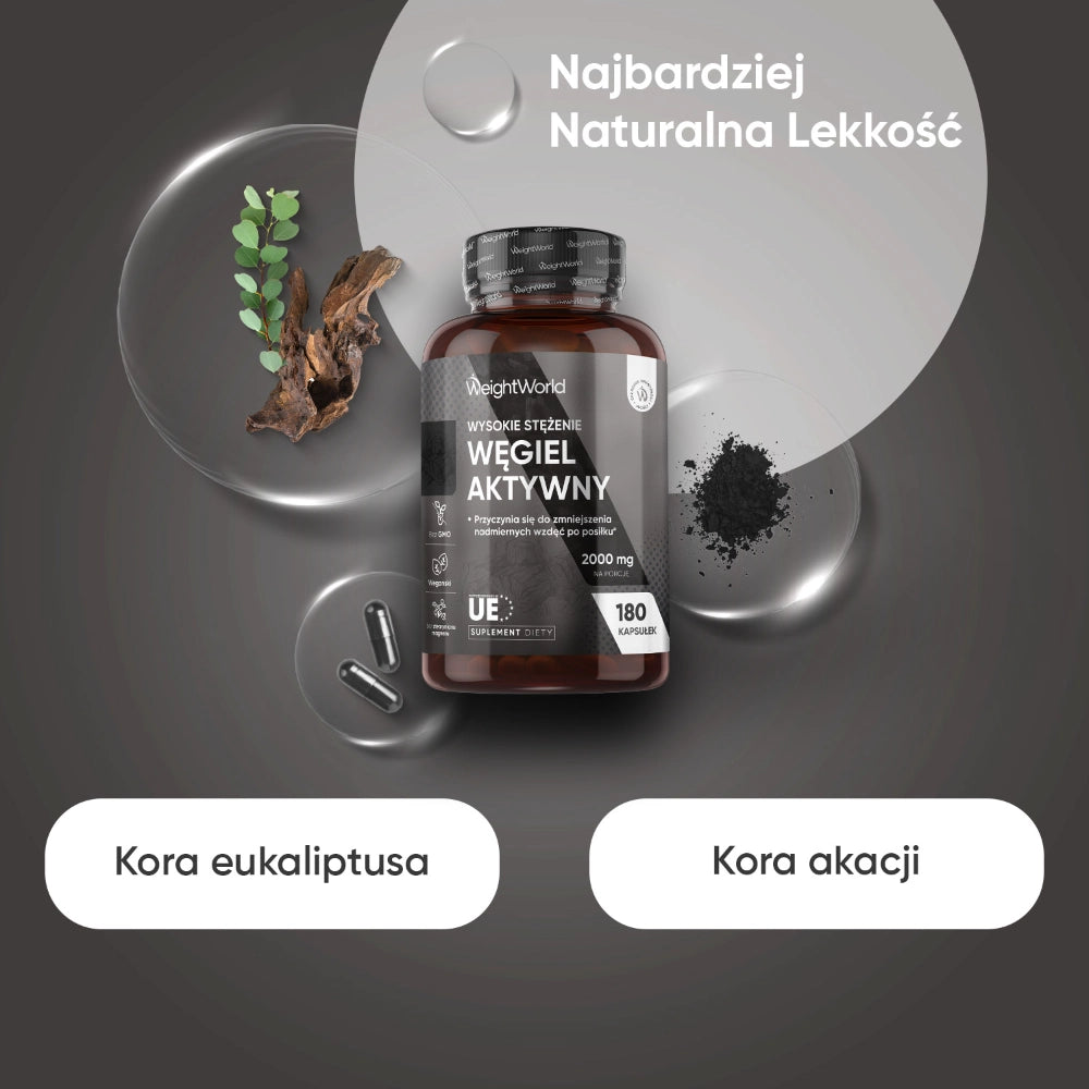 Węgiel aktywny z łupin kokosa kapsułki