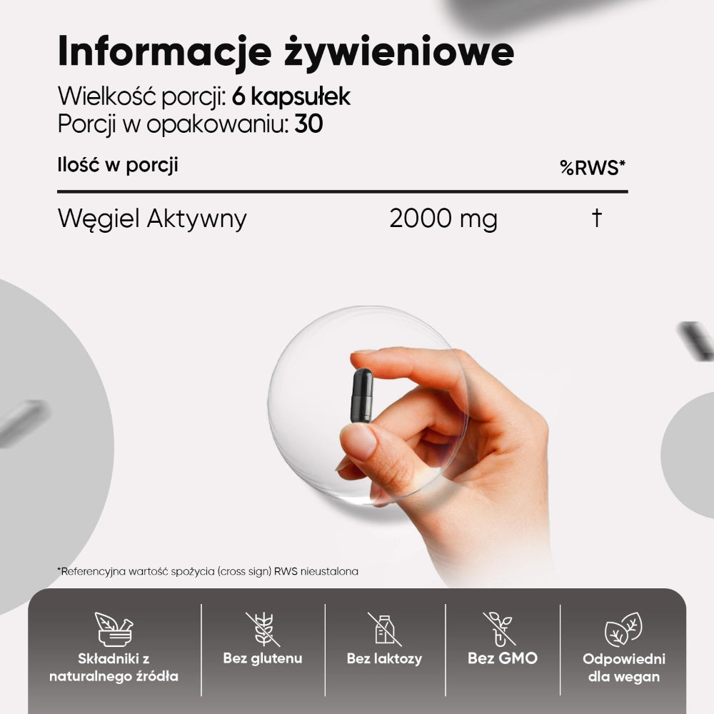 Informacje o wartościach odżywczych węgla aktywnego