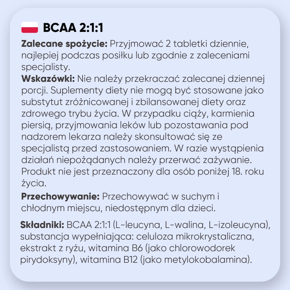 Zalecenia dotyczące suplementu BCAA