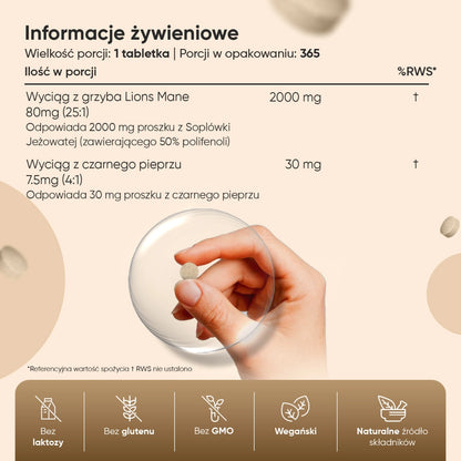 Informacje o wartościach odżywczych Lion's mane