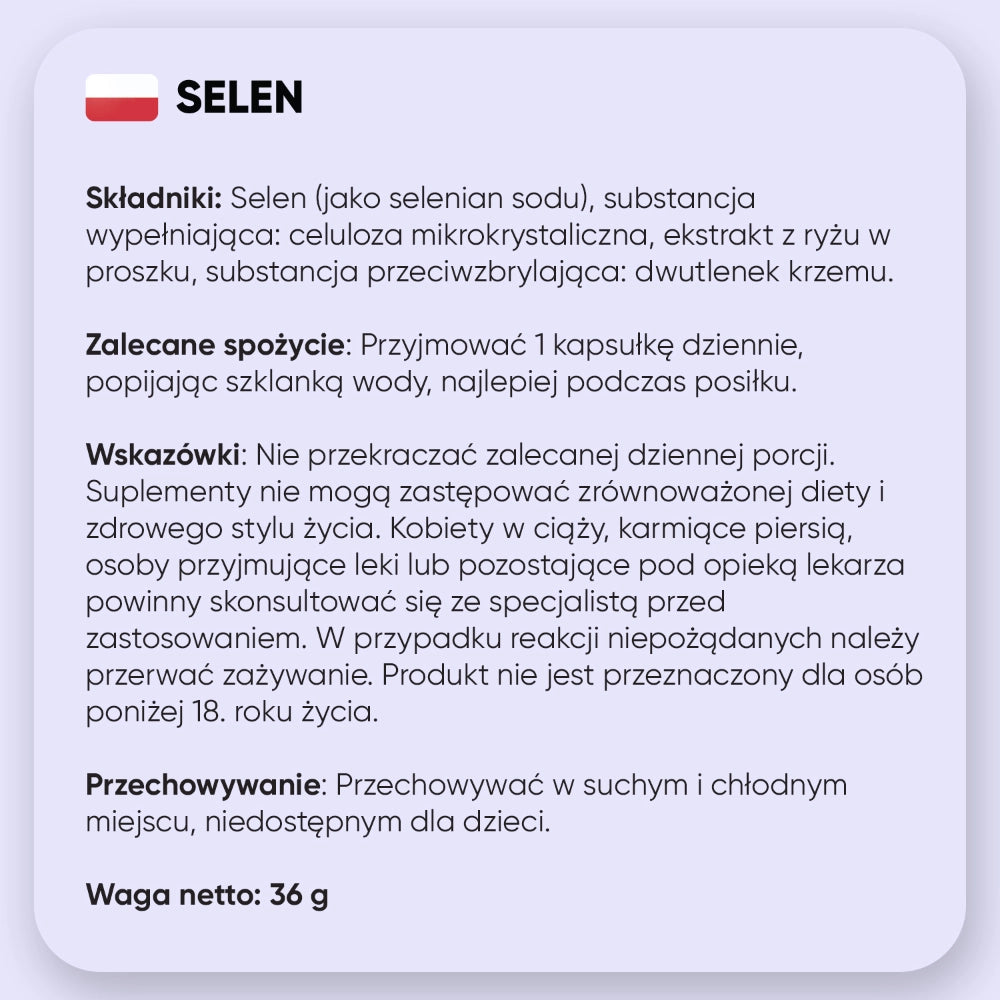 Wskazania dotyczące tabletek selenu