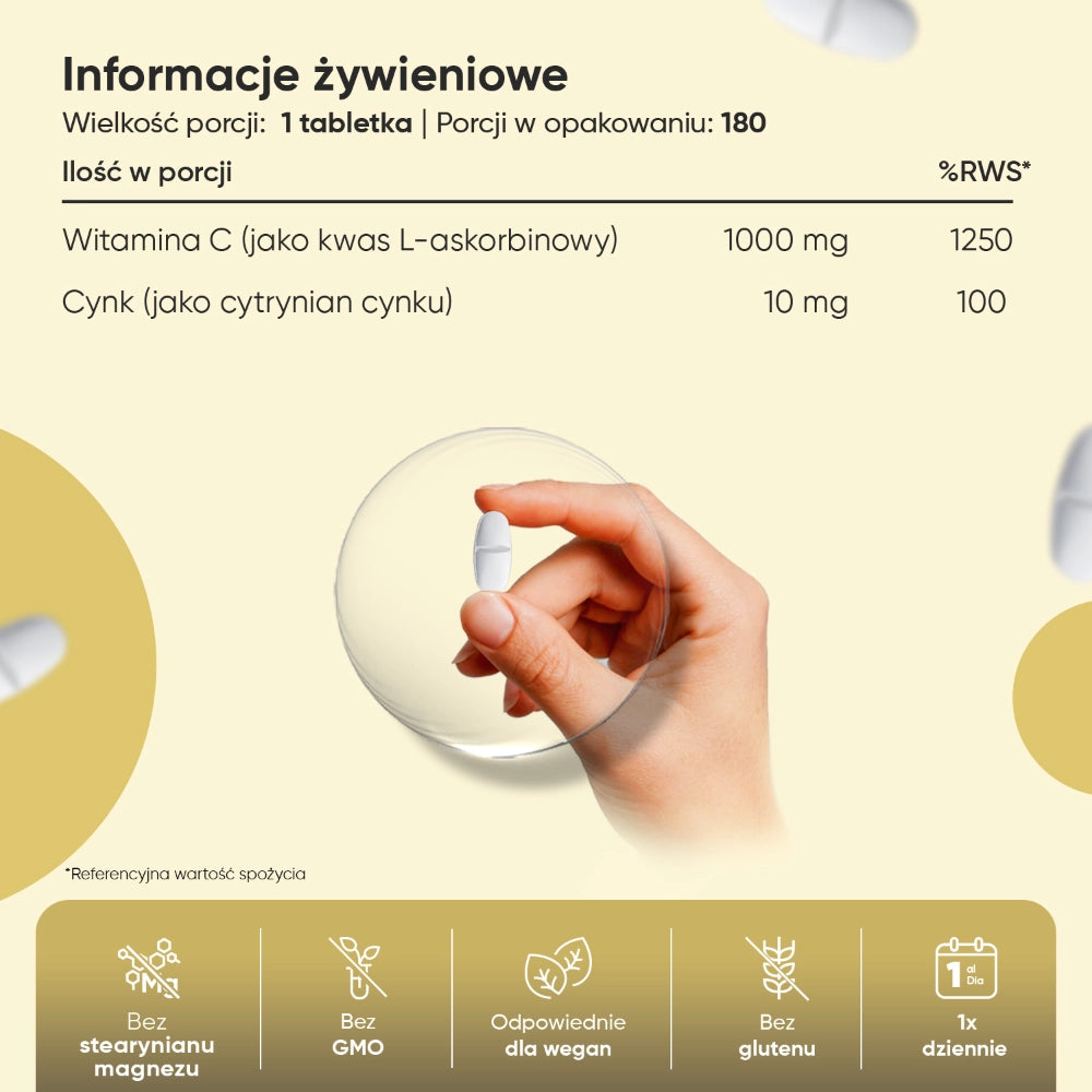 Cynk + Wit. C 180 tabletek dla odporności