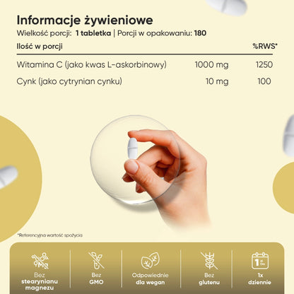 Cynk + Wit. C 180 tabletek dla odporności
