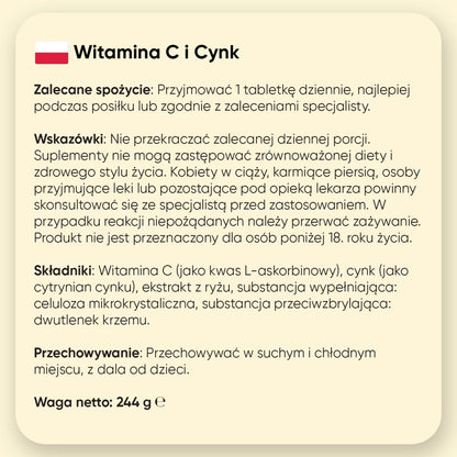 180 tabletek – informacje o wit. C i cynku